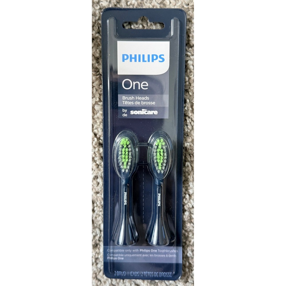 Philips One by Sonicare Brush‎ Heads 2-Pack Midnight Blue BH1022/04 Replacement